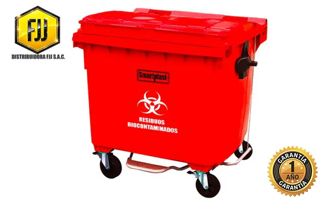Tachos de 1100 litros con pedal hospitalario