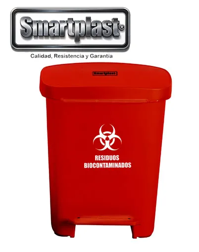 tacho de 30 litros con pedal biocontaminados smartplast