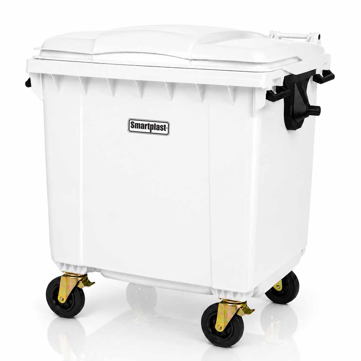 Contenedor industrial blanco de 1100 litros para gestión de residuos Contenedor industrial blanco de 1100 litros para gestión de residuos