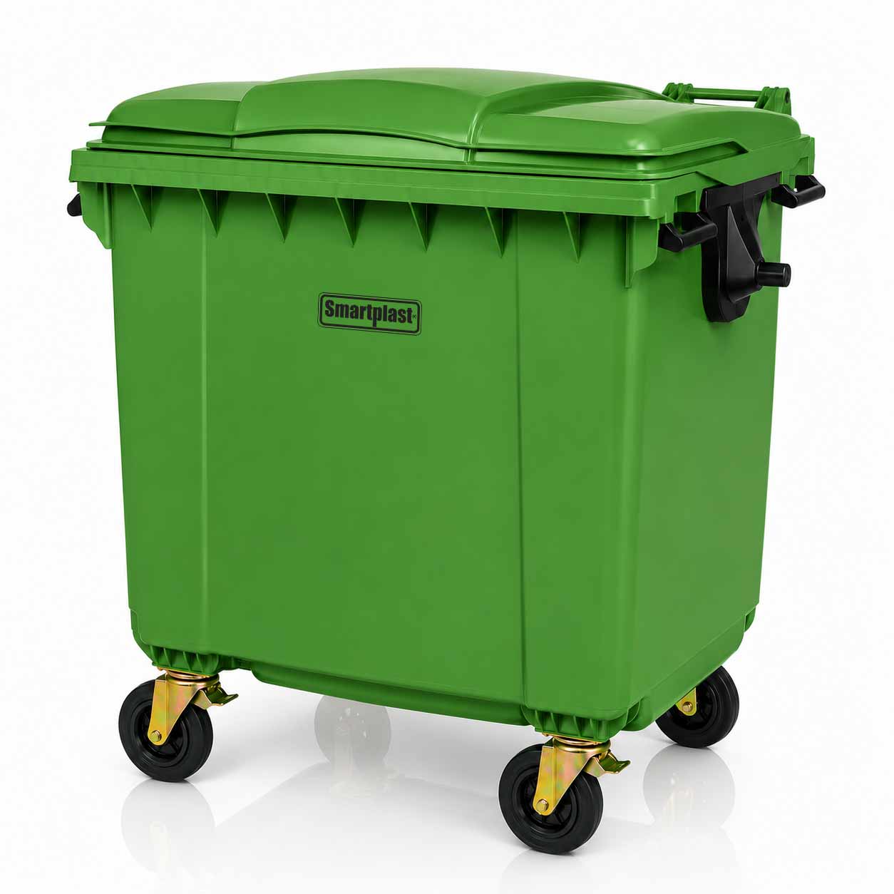 Contenedor de basura de 1100 litros color verde fabricado en HDPE 100 % virgen Contenedor de basura de 1100 litros color verde fabricado en HDPE 100 % virgen
