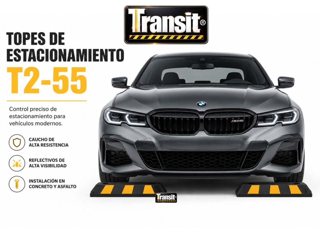 Tope de estacionamiento de 55cm caucho Transit - producto para estacionamiento - resistente Tope de estacionamiento de 55cm caucho Transit - producto para estacionamiento - resistente