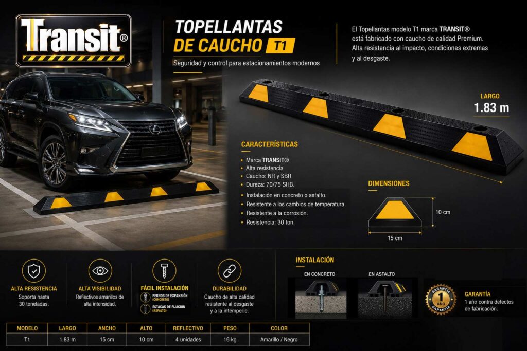 Especificaciones técnicas del topellanta de caucho Transit T1 de 1.83 metros Especificaciones técnicas del topellanta de caucho Transit T1 de 1.83 metros
